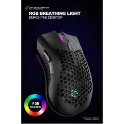 BM600 - souris gaming RGB sans fil - design nid d'abeille - rechargeable - USB - 2.4G
