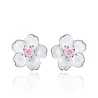 Cherry blossom with pink zirconia - stud earrings - 925 sterling silverEarrings