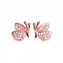 Boucles d'oreilles avec papillons en diamant - argent sterling 925