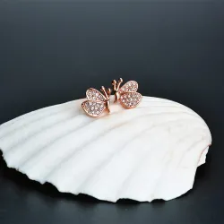 Earrings with diamond butterflies - 925 sterling silverEarrings