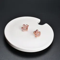 Boucles d'oreilles avec papillons en diamant - argent sterling 925