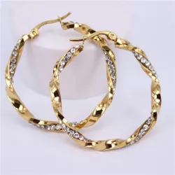 Boucles d'oreilles créoles dorées avec cristaux