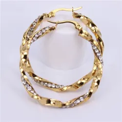 Golden hoop earrings with crystalsEarrings