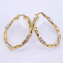 Golden hoop earrings with crystalsEarrings