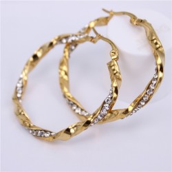 Golden hoop earrings with crystalsEarrings