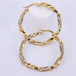 Golden hoop earrings with crystalsEarrings