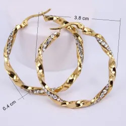 Golden hoop earrings with crystalsEarrings
