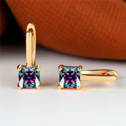 Elegant gold earrings - with square zirconEarrings