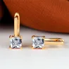 Boucles d'oreilles élégantes en or - avec zircon carré