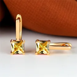 Elegant gold earrings - with square zirconEarrings