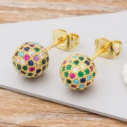 Boucles d'oreilles en forme de boule - avec des cristaux colorés