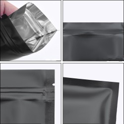 Noir mat - sachets en aluminium - refermables - ziplock - 100 pièces