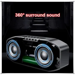 Enceinte Bluetooth - basses puissantes - Radio FM - Carte TF - LED - avec écran