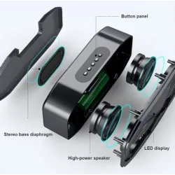 Enceinte Bluetooth - basses puissantes - Radio FM - Carte TF - LED - avec écran