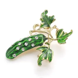 Concombre en cristal vert - broche
