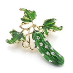 Concombre en cristal vert - broche