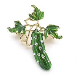 Concombre en cristal vert - broche