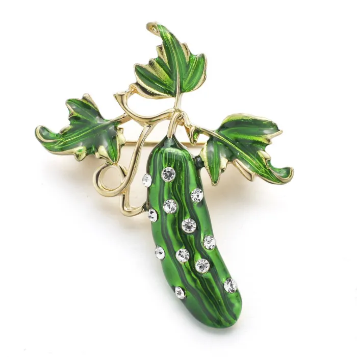 Concombre en cristal vert - broche