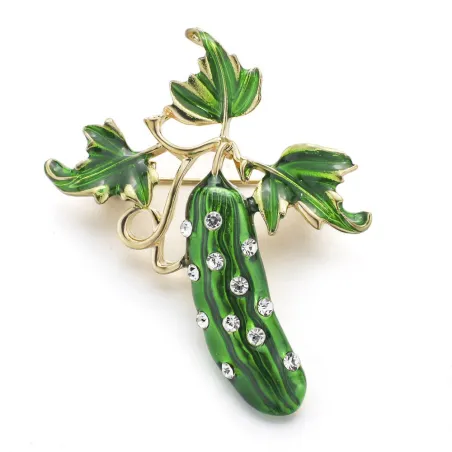 Concombre en cristal vert - broche