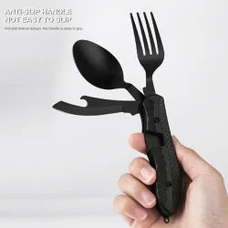 4 in 1 multifunction foldable cutlery - fork - spoon - knife - bottle openerSurvival tools