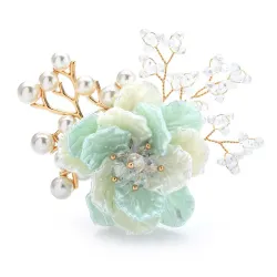 Fleur en cristal avec perles - broche
