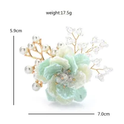 Fleur en cristal avec perles - broche