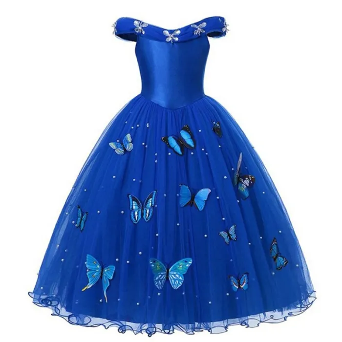 Robe princesse papillons bleue - déguisement fille