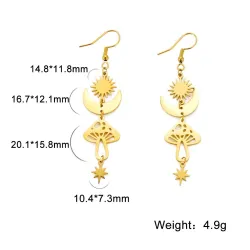 Boucles d'oreilles longues tendance - champignon / étoiles / lune