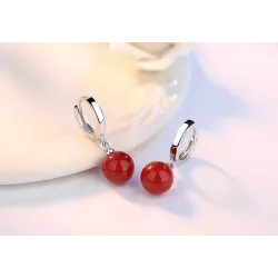 Boucles d'oreilles rondes en argent - avec boule