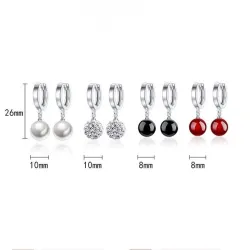 Silver round earrings - with ballEarrings