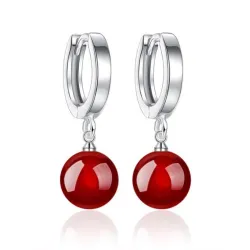Boucles d'oreilles rondes en argent - avec boule