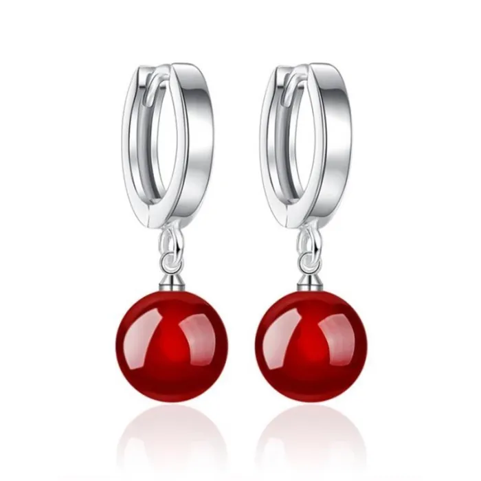 Boucles d'oreilles rondes en argent - avec boule