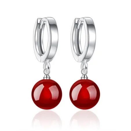 Boucles d'oreilles rondes en argent - avec boule