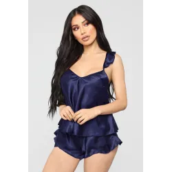 Pyjama sexy en satin - short - haut sans manches - ensemble