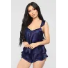 Pyjama sexy en satin - short - haut sans manches - ensemble