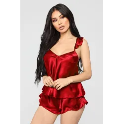 Pyjama sexy en satin - short - haut sans manches - ensemble