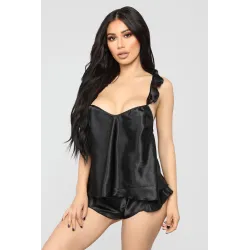 Pyjama sexy en satin - short - haut sans manches - ensemble