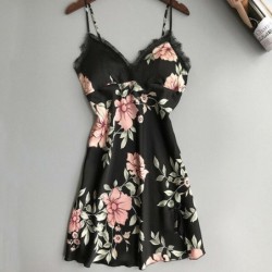 Chemise de nuit florale sexy - mini robe