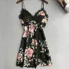 Chemise de nuit florale sexy - mini robe