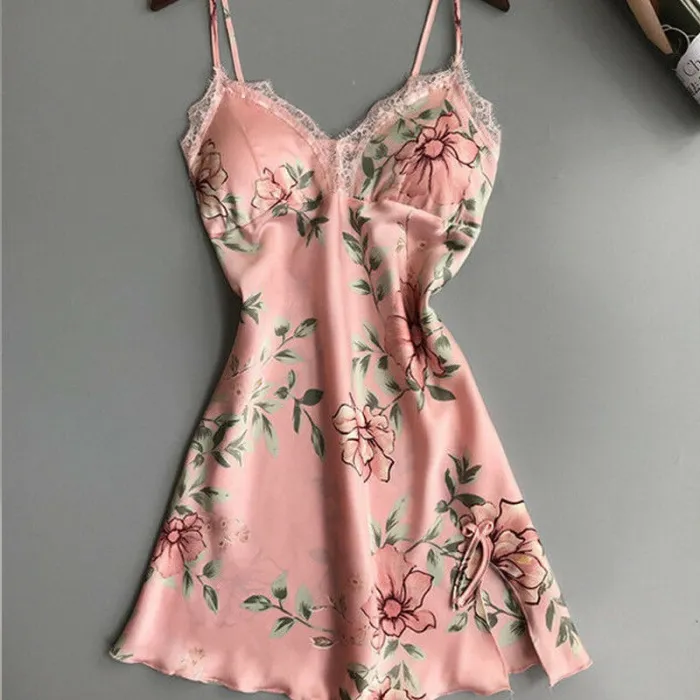 Chemise de nuit florale sexy - mini robe