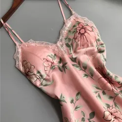 Chemise de nuit florale sexy - mini robe
