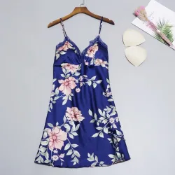 Chemise de nuit florale sexy - mini robe
