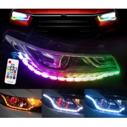 Lumière RVB - lumières DRL de voiture - bande LED colorée - étanche - 2 pièces