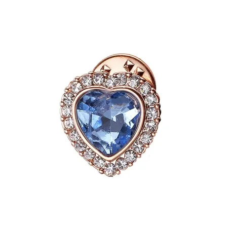 Broche en forme de coeur - avec cristal bleu