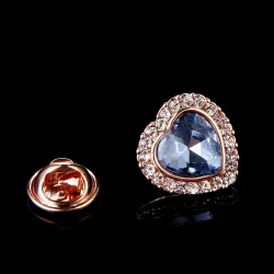Broche en forme de coeur - avec cristal bleu