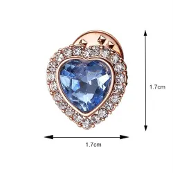 Broche en forme de coeur - avec cristal bleu