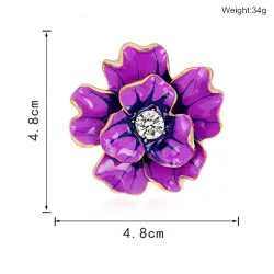 Fleur violette avec cristal - broche broche
