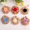 Fleur rose en résine avec cristaux - broche broche