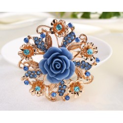 Resin rose flower with crystals - pin broochBrooches