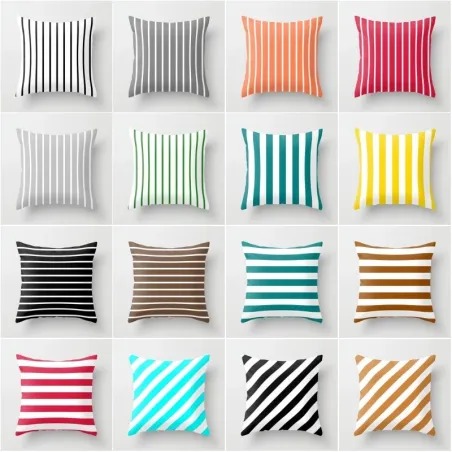 Housse de coussin déco - rayures colorées - 45*45 cm